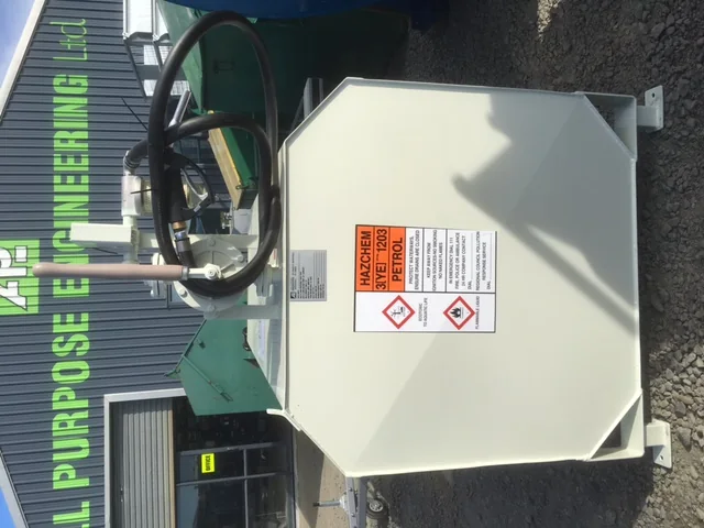 Compact fabricated petrol and diesel tank with hose reel